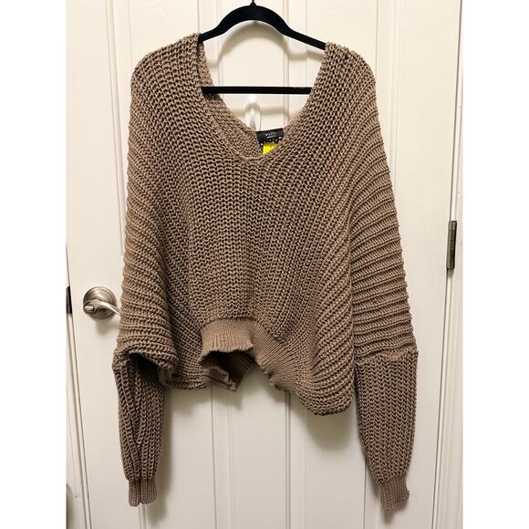 VICI Oversized Chunky Knit Sweater Taupe Medium balloon sleeves - Picture 1 of 6